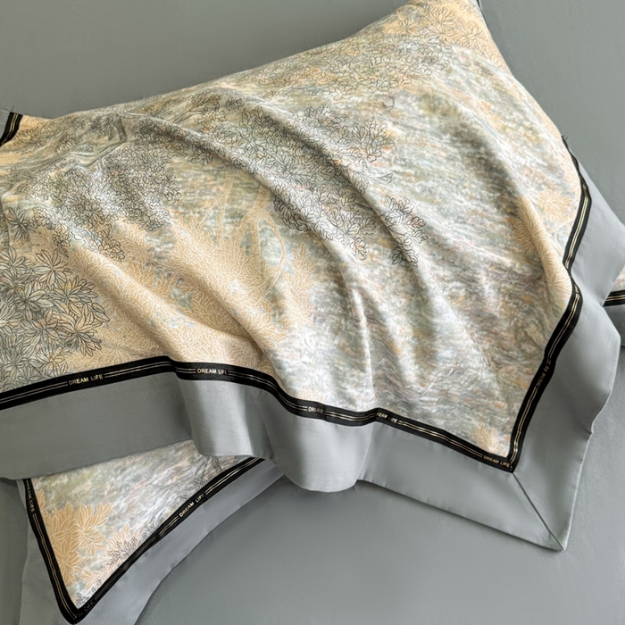 91家纺网 家纺一手货源 找家纺 博纳家纺 2025新款亲肤舒适全棉纯棉磨毛撞色四件套-千山暮雪【控价劵后258（严格按控价来）】 童话森林