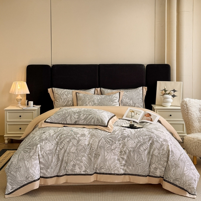 91家纺网 家纺一手货源 找家纺 博纳家纺 2025新款亲肤舒适全棉纯棉磨毛撞色四件套-千山暮雪【控价劵后258（严格按控价来）】 云巅幻境