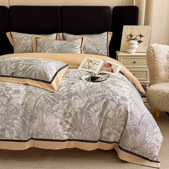 91家纺网 家纺一手货源 找家纺 博纳家纺 2025新款亲肤舒适全棉纯棉磨毛撞色四件套-千山暮雪【控价劵后258（严格按控价来）】 云巅幻境