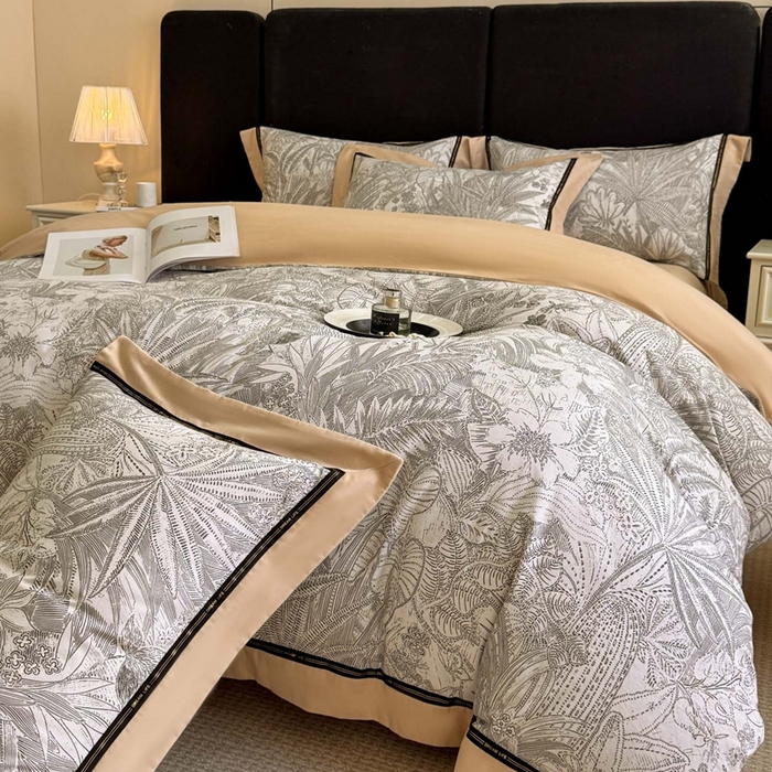 91家纺网 家纺一手货源 找家纺 博纳家纺 2025新款亲肤舒适全棉纯棉磨毛撞色四件套-千山暮雪【控价劵后258（严格按控价来）】 云巅幻境