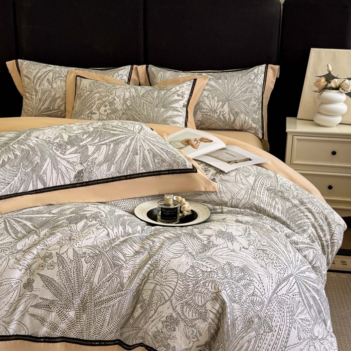 91家纺网 家纺一手货源 找家纺 博纳家纺 2025新款亲肤舒适全棉纯棉磨毛撞色四件套-千山暮雪【控价劵后258（严格按控价来）】 云巅幻境