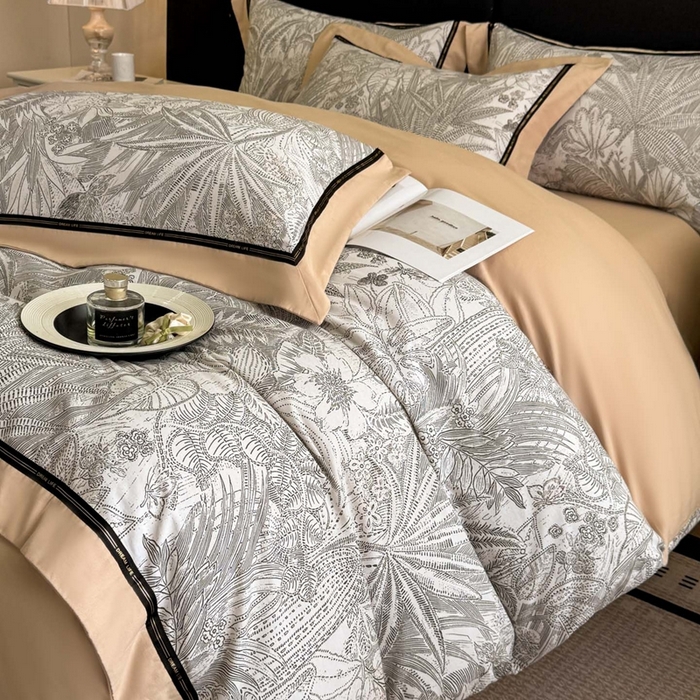 91家纺网 家纺一手货源 找家纺 博纳家纺 2025新款亲肤舒适全棉纯棉磨毛撞色四件套-千山暮雪【控价劵后258（严格按控价来）】 云巅幻境