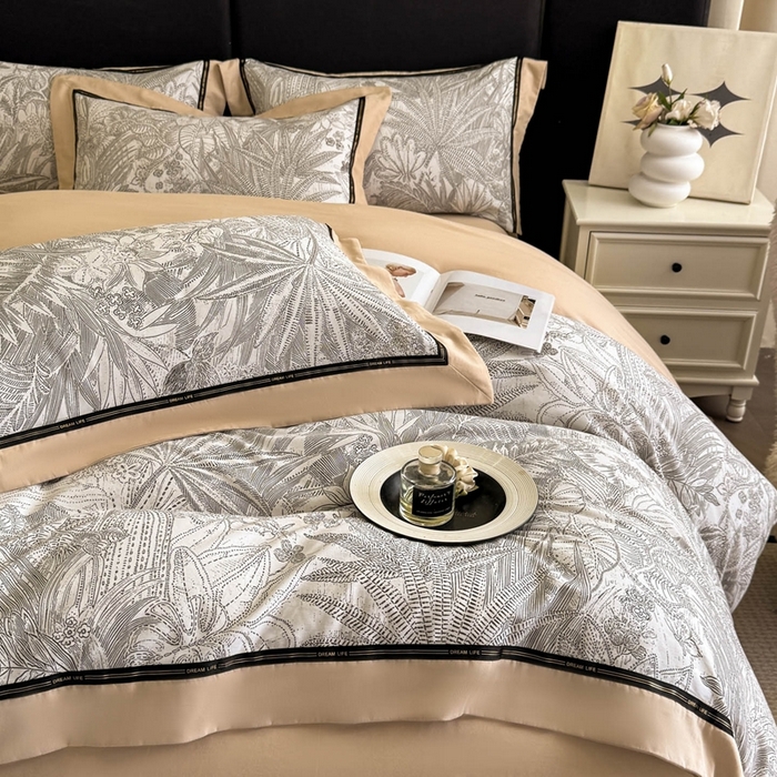 91家纺网 家纺一手货源 找家纺 博纳家纺 2025新款亲肤舒适全棉纯棉磨毛撞色四件套-千山暮雪【控价劵后258（严格按控价来）】 云巅幻境