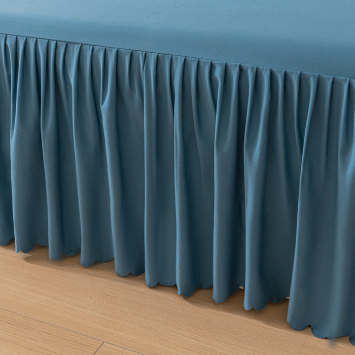 91家纺网 家纺一手货源 找家纺 梵克保罗 2025新款亲肤磨毛舒适柔软纯色Q系列床裙 Q-牛仔蓝