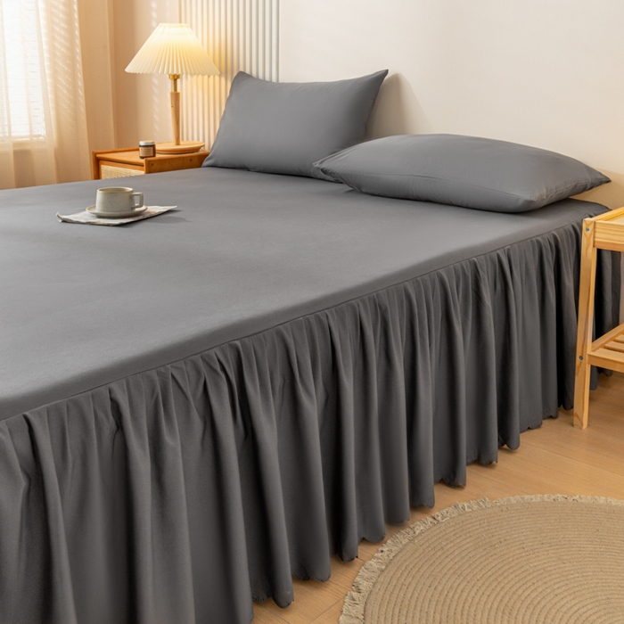 91家纺网 家纺一手货源 找家纺 梵克保罗 2025新款亲肤磨毛舒适柔软纯色Q系列床裙 Q-深灰