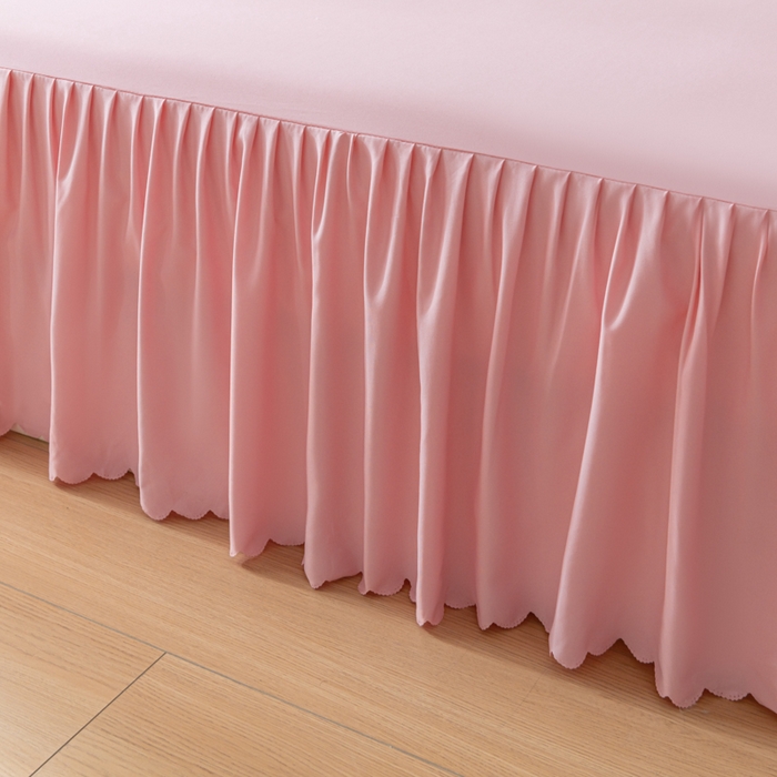 91家纺网 家纺一手货源 找家纺 梵克保罗 2025新款亲肤磨毛舒适柔软纯色Q系列床裙 Q-淡粉