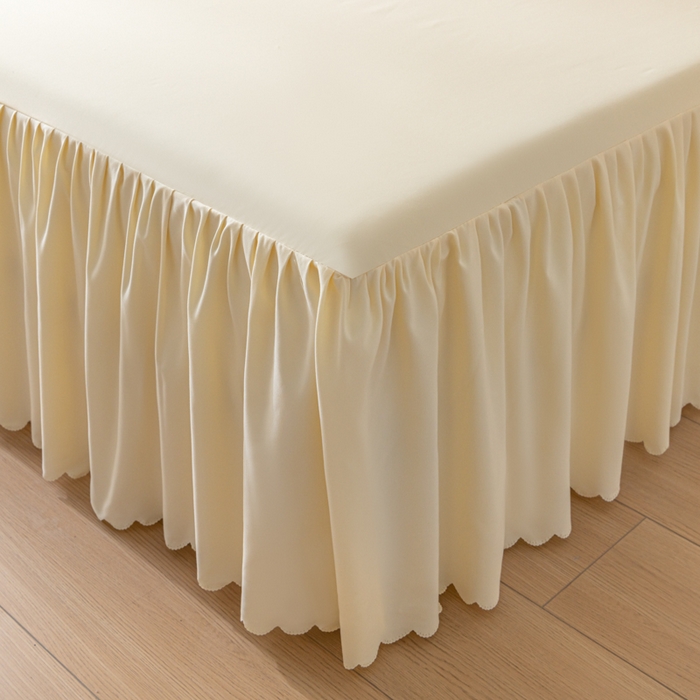 91家纺网 家纺一手货源 找家纺 梵克保罗 2025新款亲肤磨毛舒适柔软纯色Q系列床裙 Q-奶油白