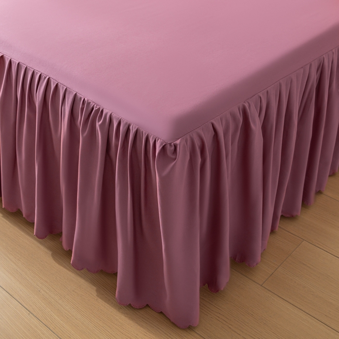 91家纺网 家纺一手货源 找家纺 梵克保罗 2025新款亲肤磨毛舒适柔软纯色Q系列床裙 Q-冷玫瑰