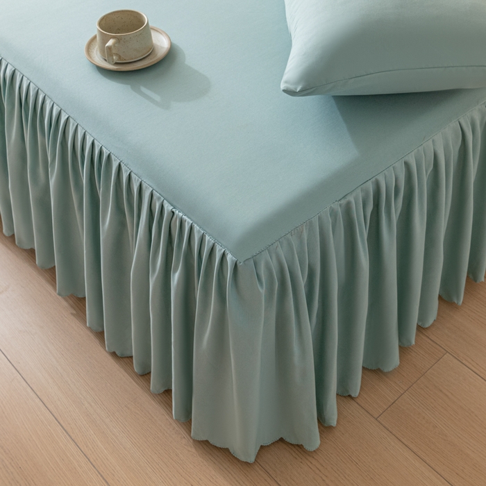 91家纺网 家纺一手货源 找家纺 梵克保罗 2025新款亲肤磨毛舒适柔软纯色Q系列床裙 Q-墨绿