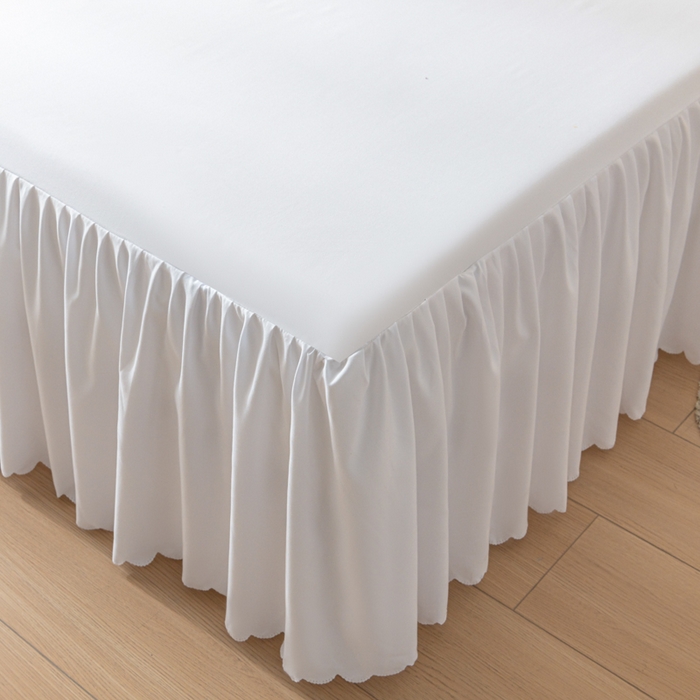 91家纺网 家纺一手货源 找家纺 梵克保罗 2025新款亲肤磨毛舒适柔软纯色Q系列床裙 Q-纯白