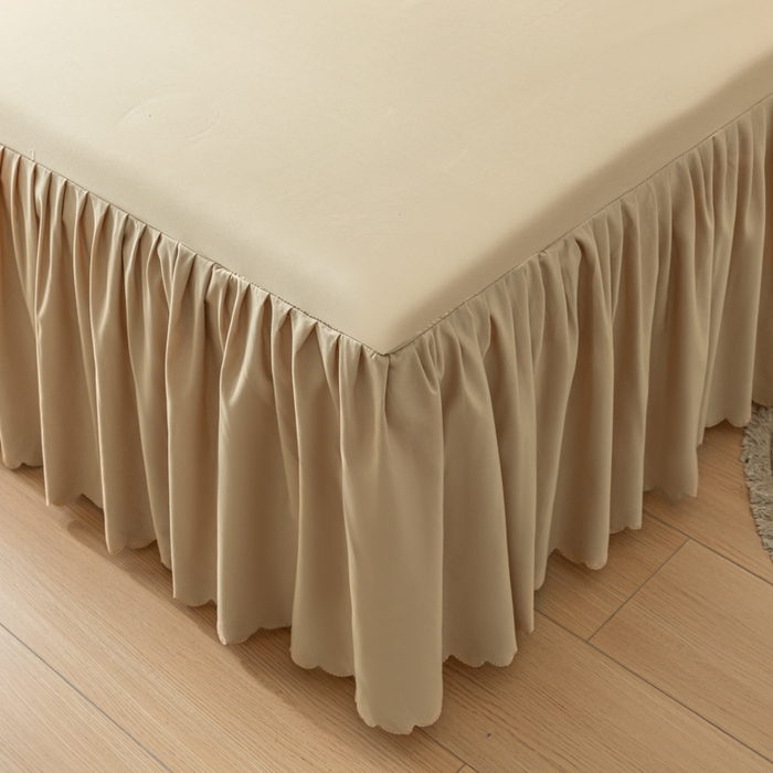 91家纺网 家纺一手货源 找家纺 梵克保罗 2025新款亲肤磨毛舒适柔软纯色Q系列床裙 Q-卡其