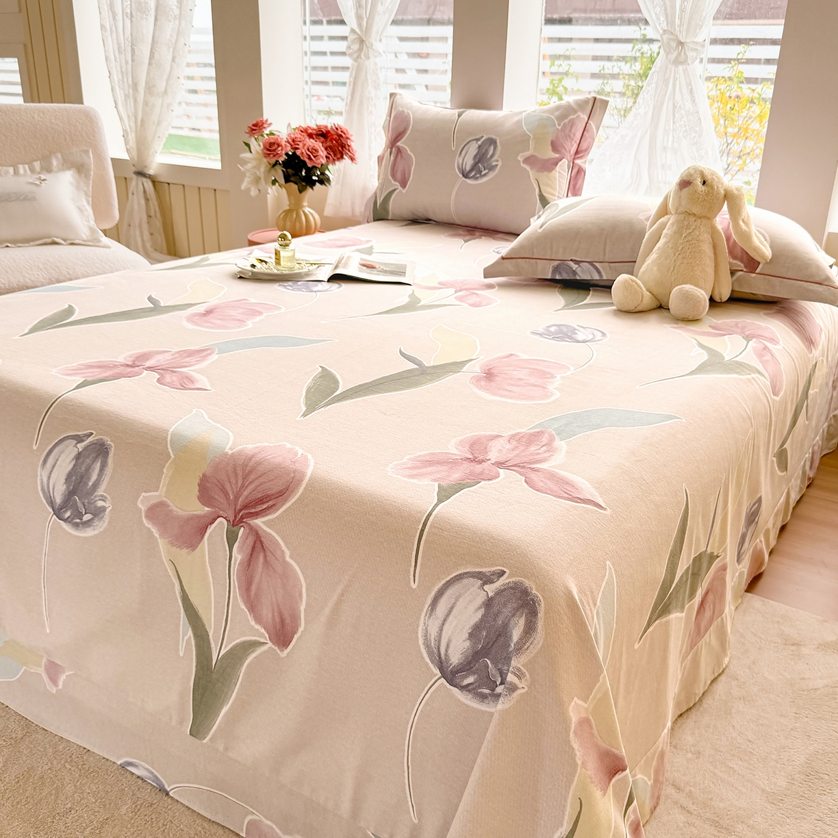 91家纺网 家纺一手货源 找家纺 壹贝家纺 2025新款A类100%全棉纯棉磨毛床单单床单床单单件 奈美