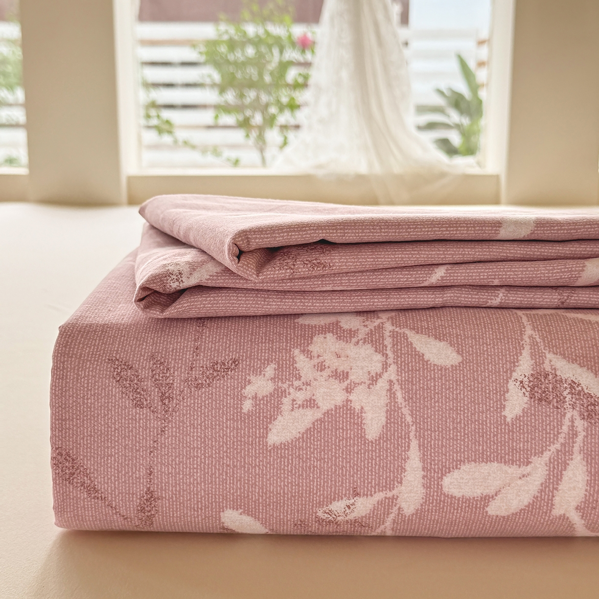 91家纺网 家纺一手货源 找家纺 壹贝家纺 2025新款A类100%全棉纯棉磨毛床单单床单床单单件 春和景明-粉