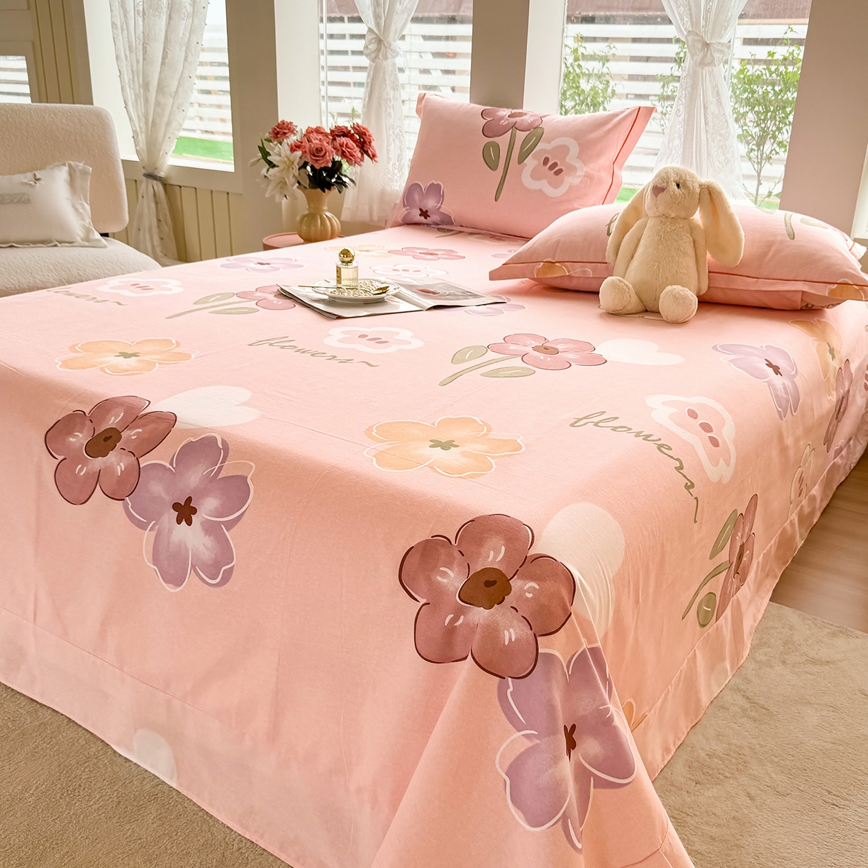 91家纺网 家纺一手货源 找家纺 壹贝家纺 2025新款A类100%全棉纯棉磨毛床单单床单床单单件 安妮