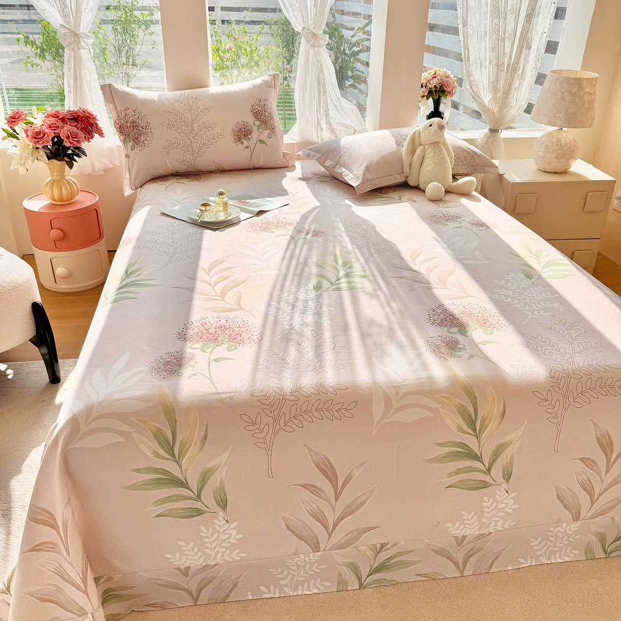 91家纺网 家纺一手货源 找家纺 壹贝家纺 2025新款A类100%全棉纯棉磨毛床单单床单床单单件 和风雅颂-桔