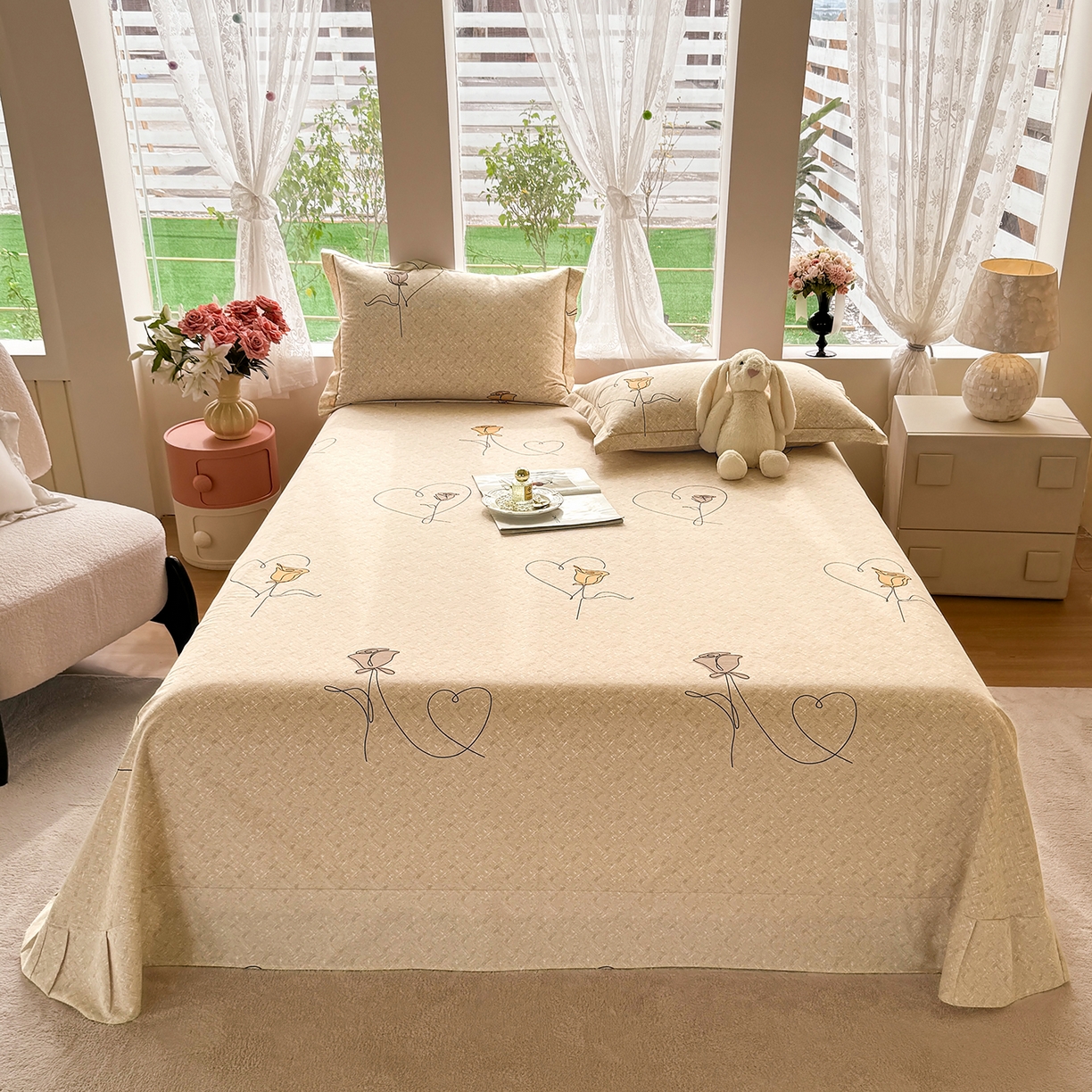 91家纺网 家纺一手货源 找家纺 壹贝家纺 2025新款A类100%全棉纯棉磨毛床单单床单床单单件 小香玉-咖