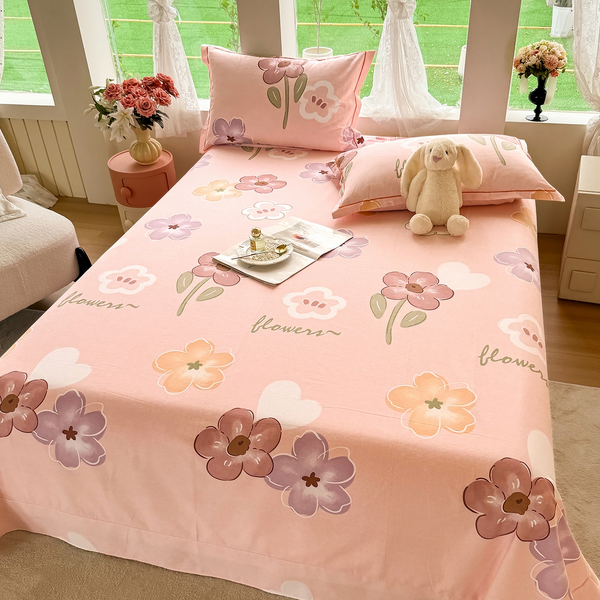 91家纺网 家纺一手货源 找家纺 壹贝家纺 2025新款A类100%全棉纯棉磨毛床单单床单床单单件 安妮