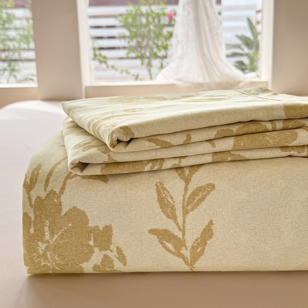 91家纺网 家纺一手货源 找家纺 壹贝家纺 2025新款A类100%全棉纯棉磨毛床单单床单床单单件 梅花印-黄