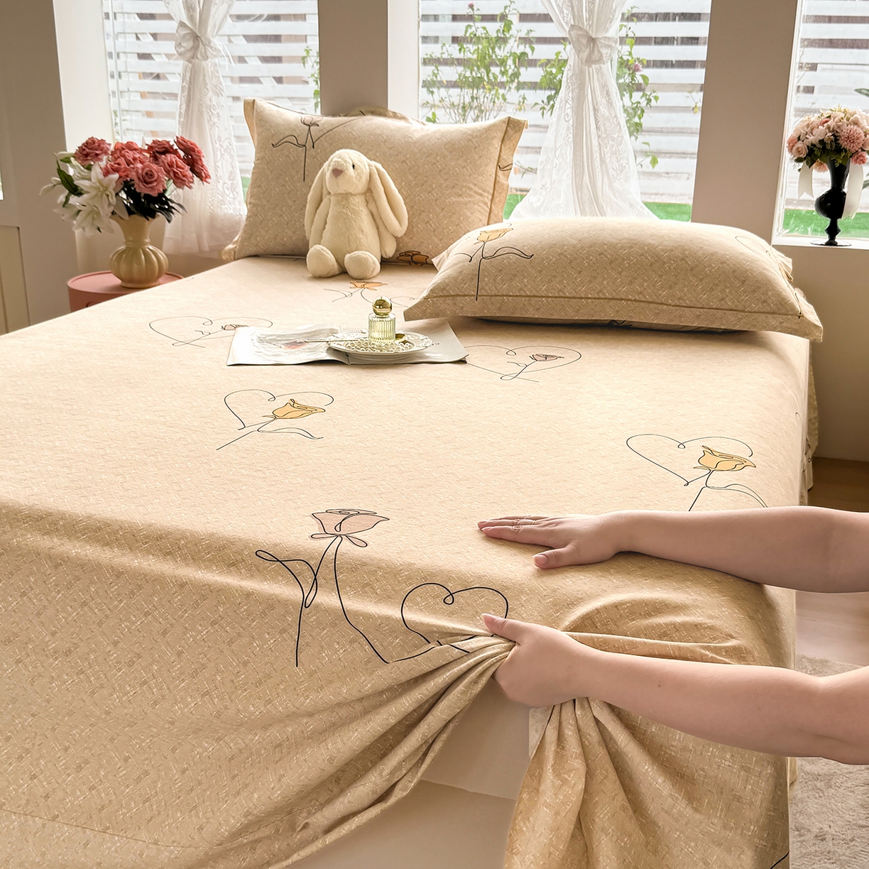 91家纺网 家纺一手货源 找家纺 壹贝家纺 2025新款A类100%全棉纯棉磨毛床单单床单床单单件 小香玉-咖