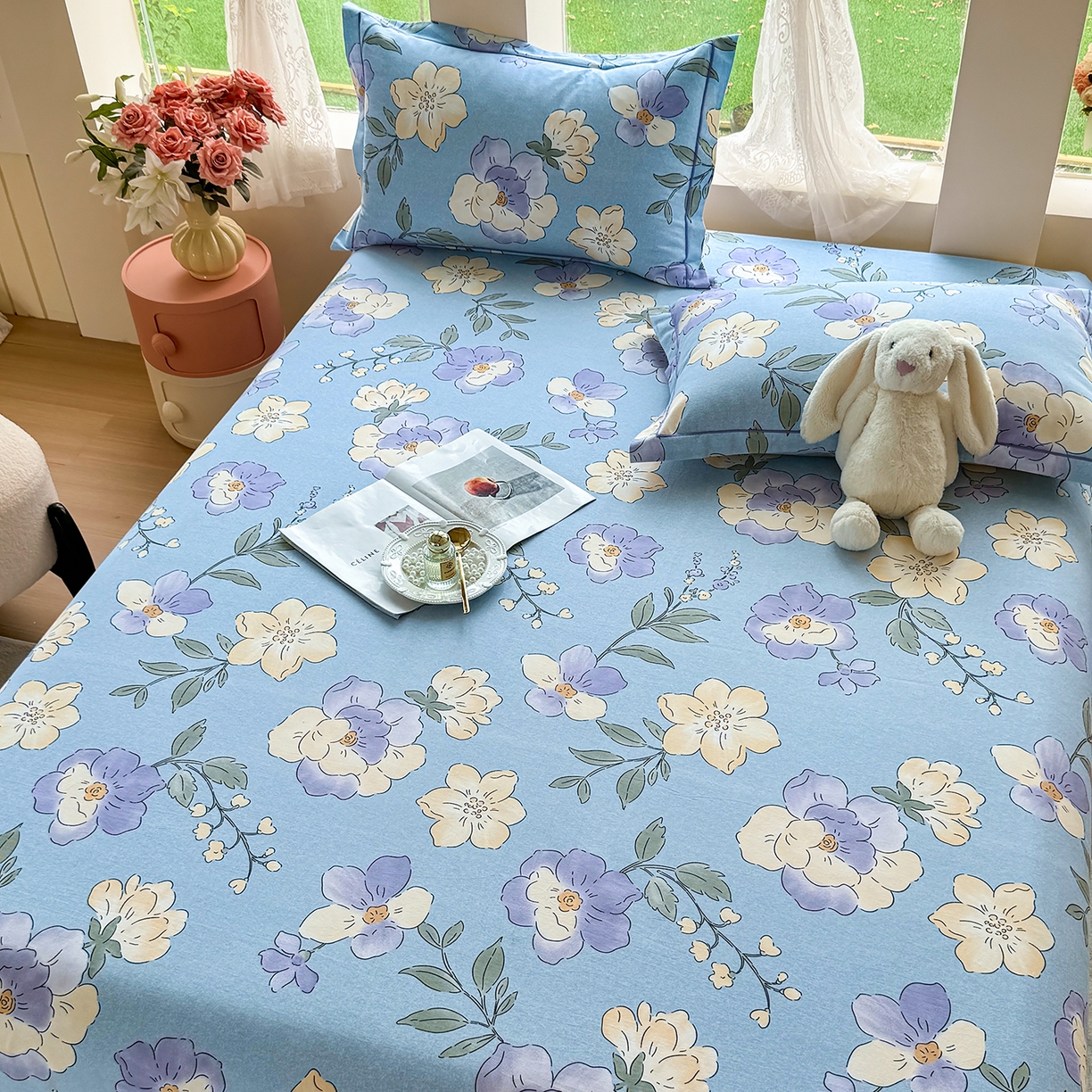 91家纺网 家纺一手货源 找家纺 壹贝家纺 2025新款A类100%全棉纯棉磨毛床单单床单床单单件 莫奈花园