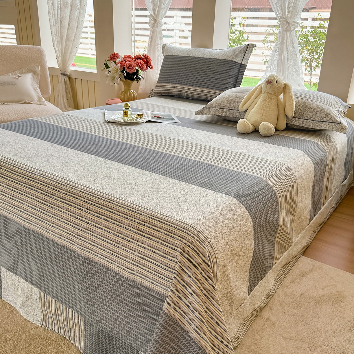 91家纺网 家纺一手货源 找家纺 壹贝家纺 2025新款A类100%全棉纯棉磨毛床单单床单床单单件 亚马-灰