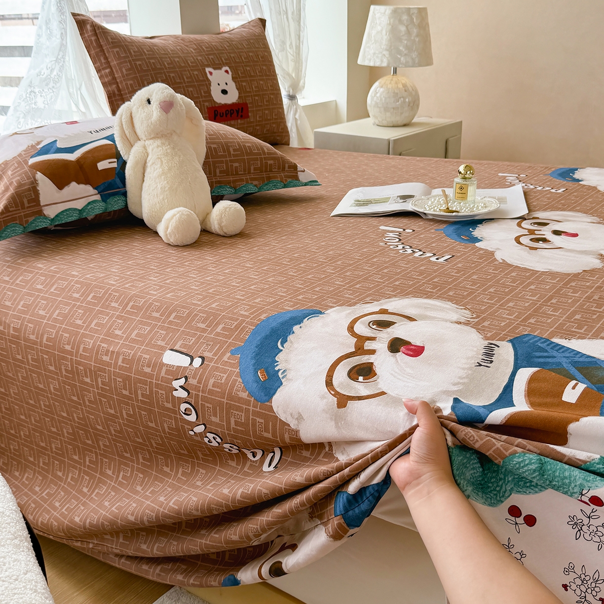 91家纺网 家纺一手货源 找家纺 壹贝家纺 2025新款A类100%全棉纯棉磨毛床单单床单床单单件 凯宝-咖