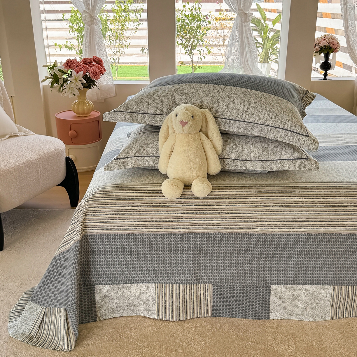 91家纺网 家纺一手货源 找家纺 壹贝家纺 2025新款A类100%全棉纯棉磨毛床单单床单床单单件 亚马-灰