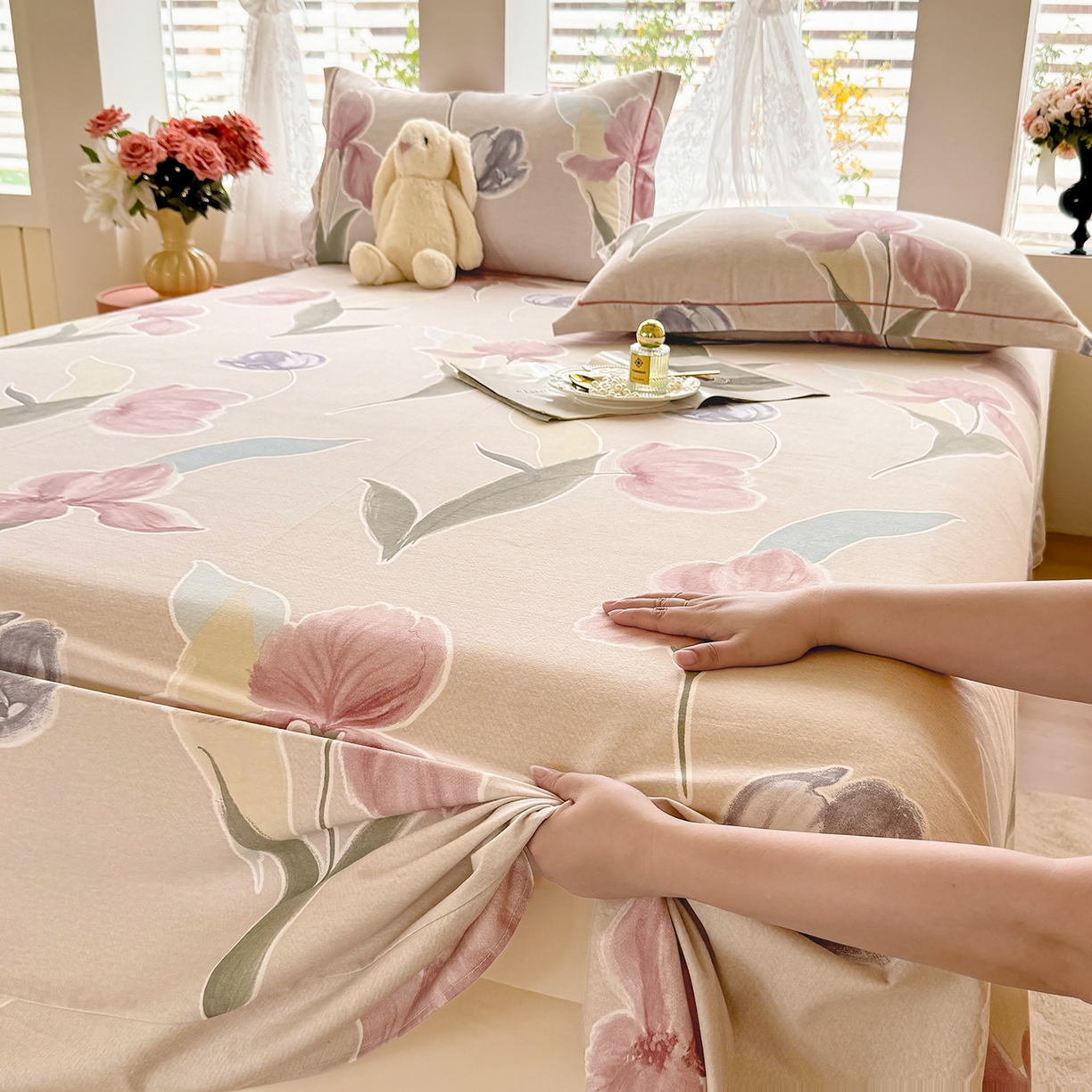 91家纺网 家纺一手货源 找家纺 壹贝家纺 2025新款A类100%全棉纯棉磨毛床单单床单床单单件 奈美