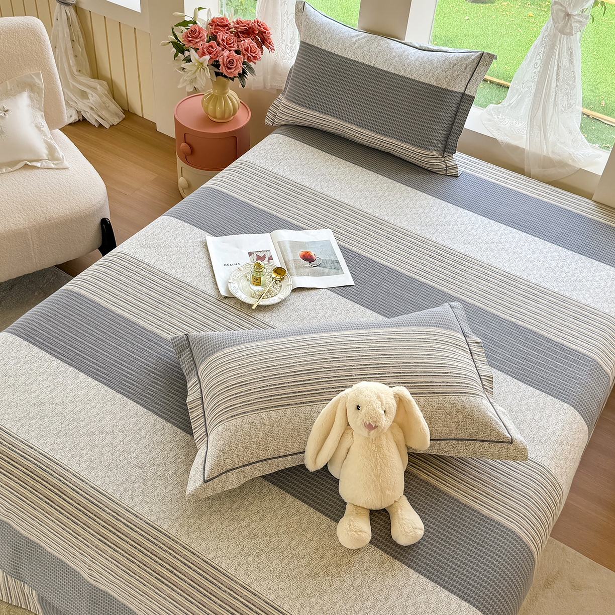 91家纺网 家纺一手货源 找家纺 壹贝家纺 2025新款A类100%全棉纯棉磨毛床单单床单床单单件 亚马-灰