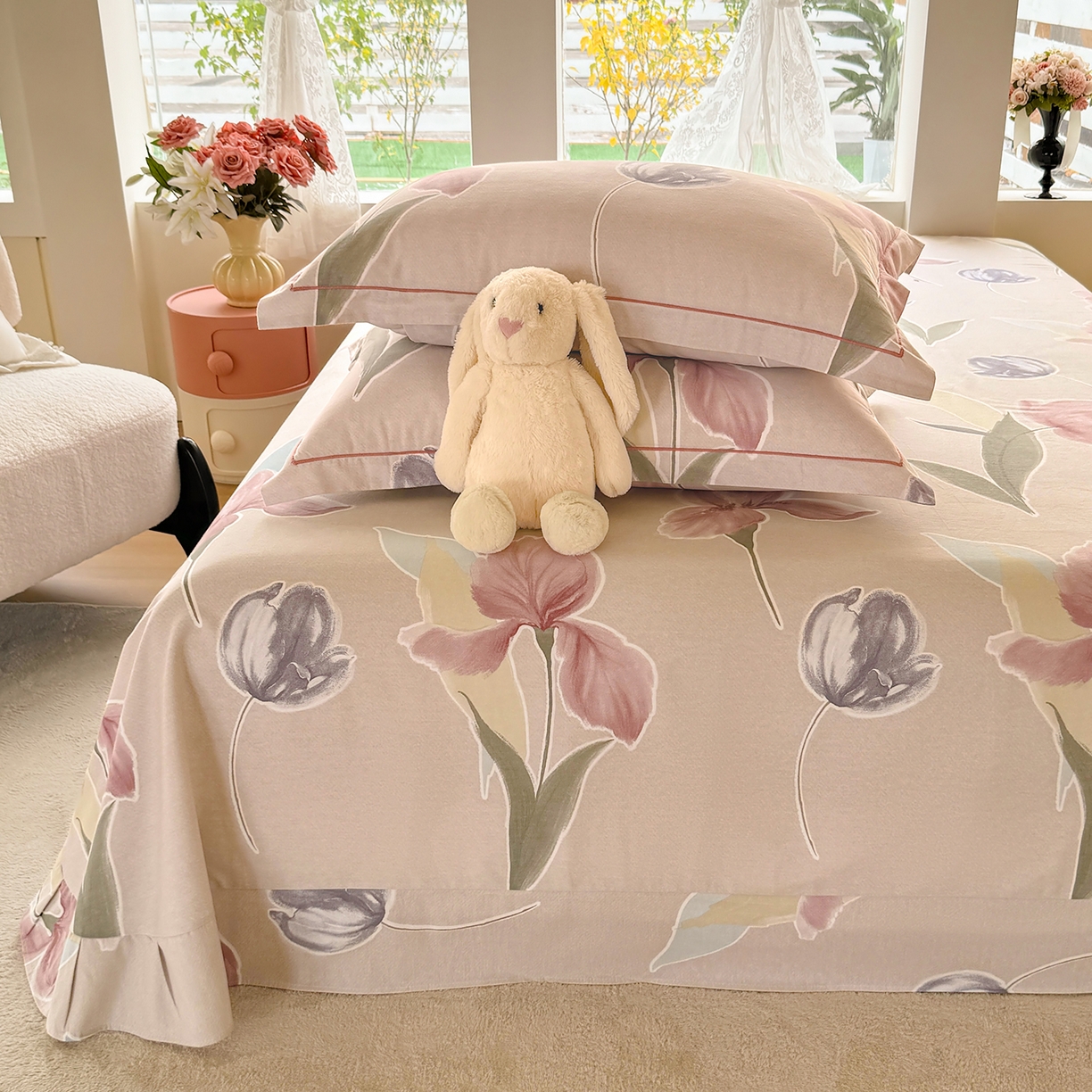 91家纺网 家纺一手货源 找家纺 壹贝家纺 2025新款A类100%全棉纯棉磨毛床单单床单床单单件 奈美