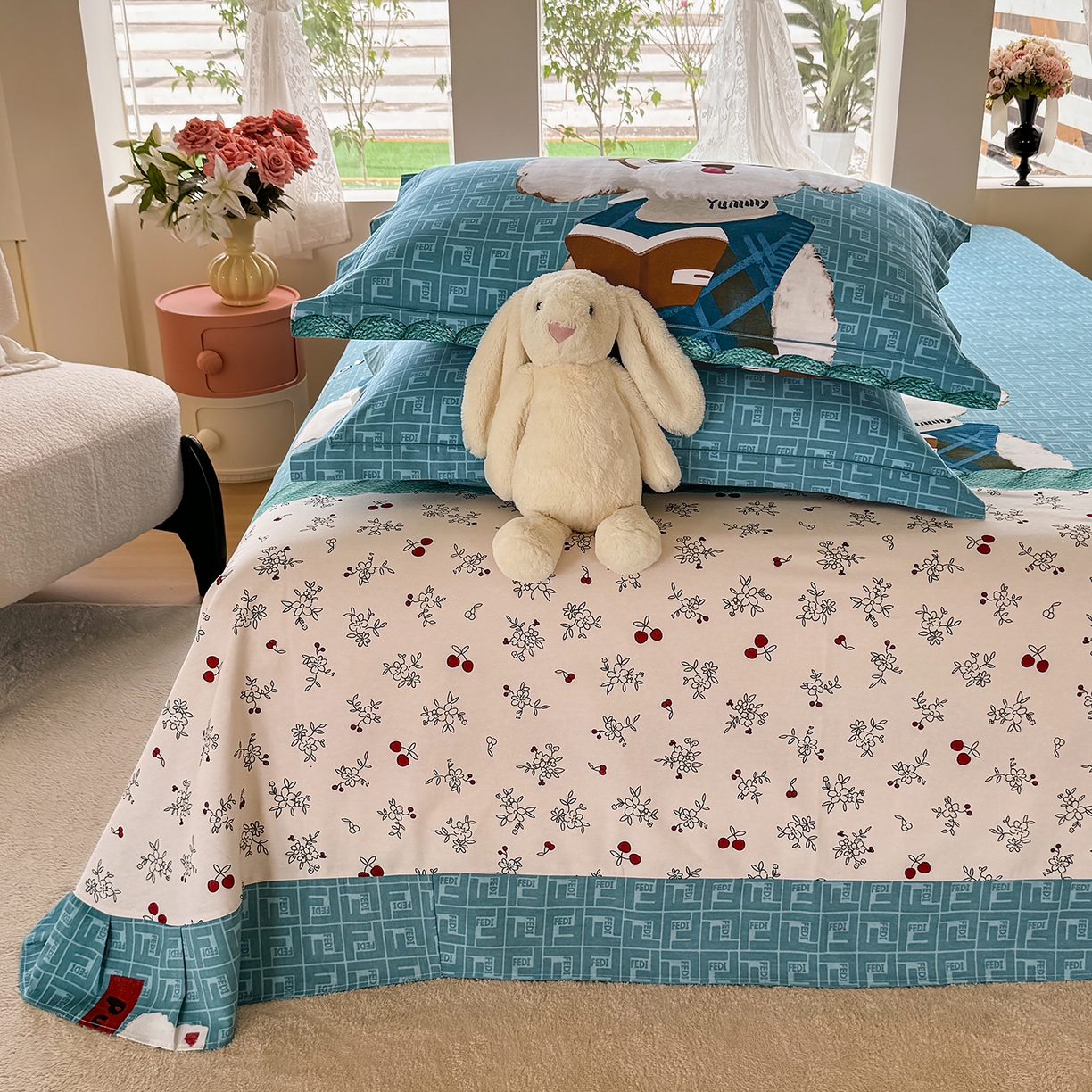 91家纺网 家纺一手货源 找家纺 壹贝家纺 2025新款A类100%全棉纯棉磨毛床单单床单床单单件 凯宝-蓝