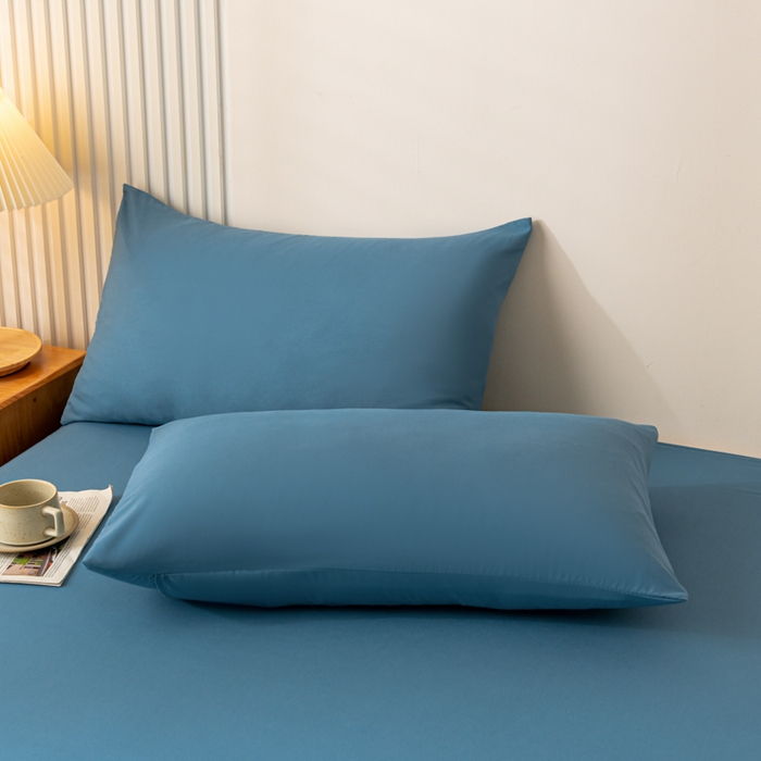 91家纺网 家纺一手货源 找家纺 梵克保罗 2025新款亲肤磨毛舒适柔软纯色Q系列枕套 Q-牛仔蓝