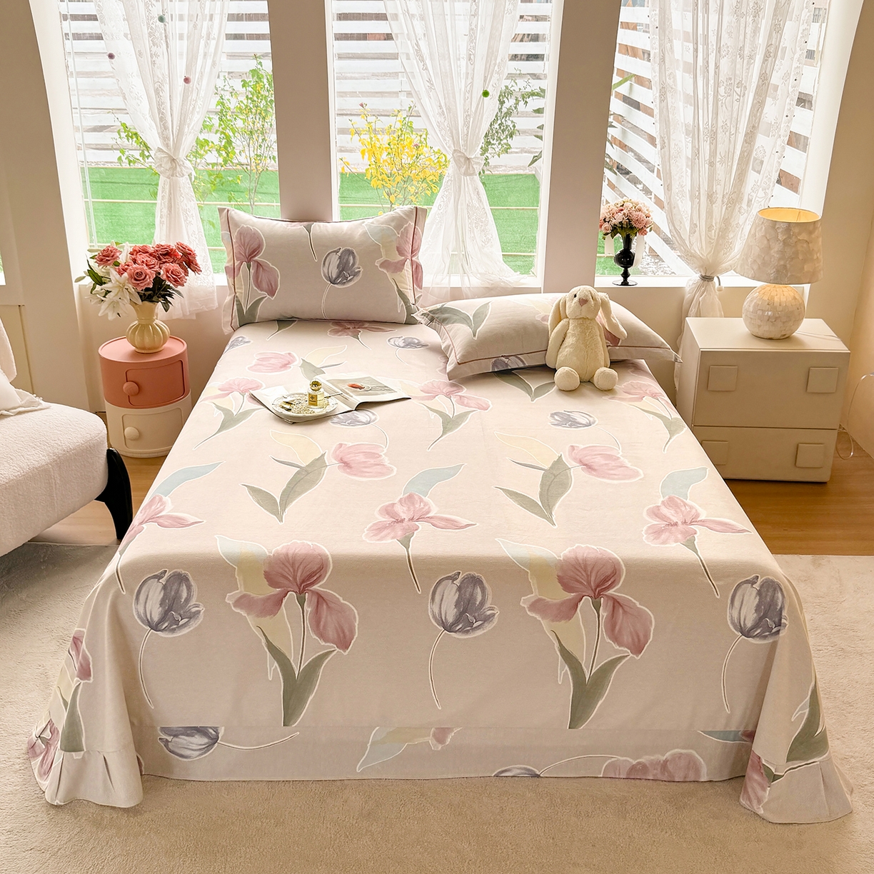 91家纺网 家纺一手货源 找家纺 壹贝家纺 2025新款A类100%全棉纯棉磨毛床单单床单床单单件 奈美