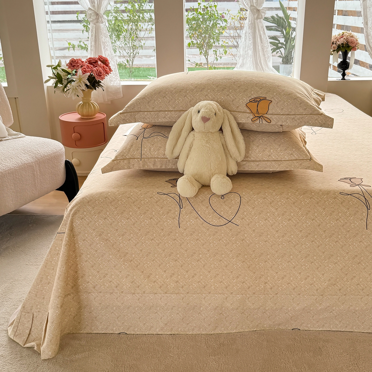 91家纺网 家纺一手货源 找家纺 壹贝家纺 2025新款A类100%全棉纯棉磨毛床单单床单床单单件 小香玉-咖