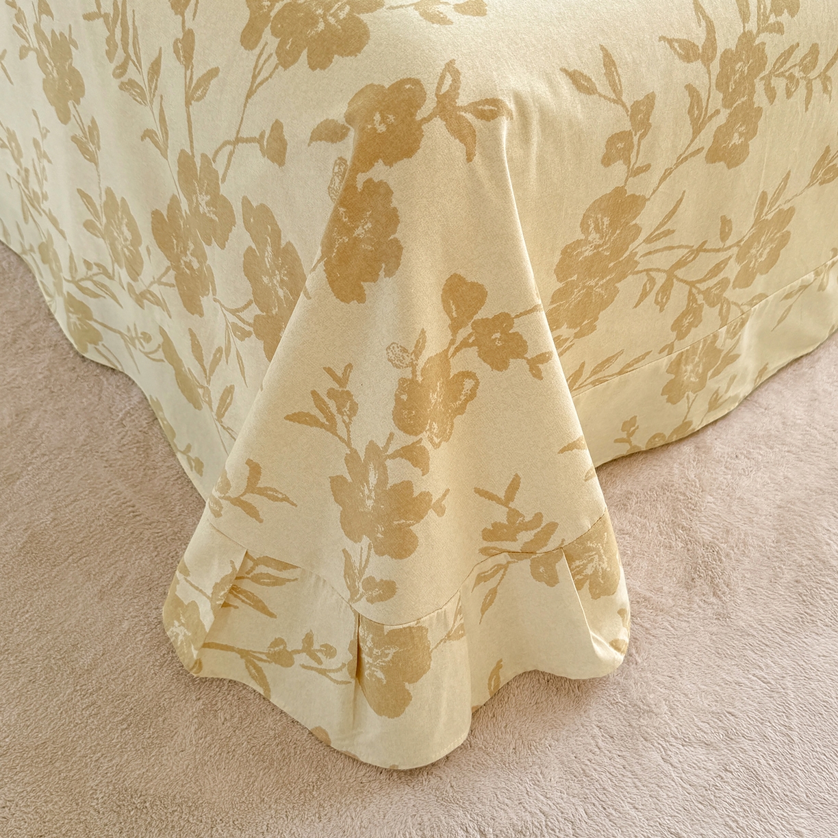 91家纺网 家纺一手货源 找家纺 壹贝家纺 2025新款A类100%全棉纯棉磨毛床单单床单床单单件 梅花印-黄