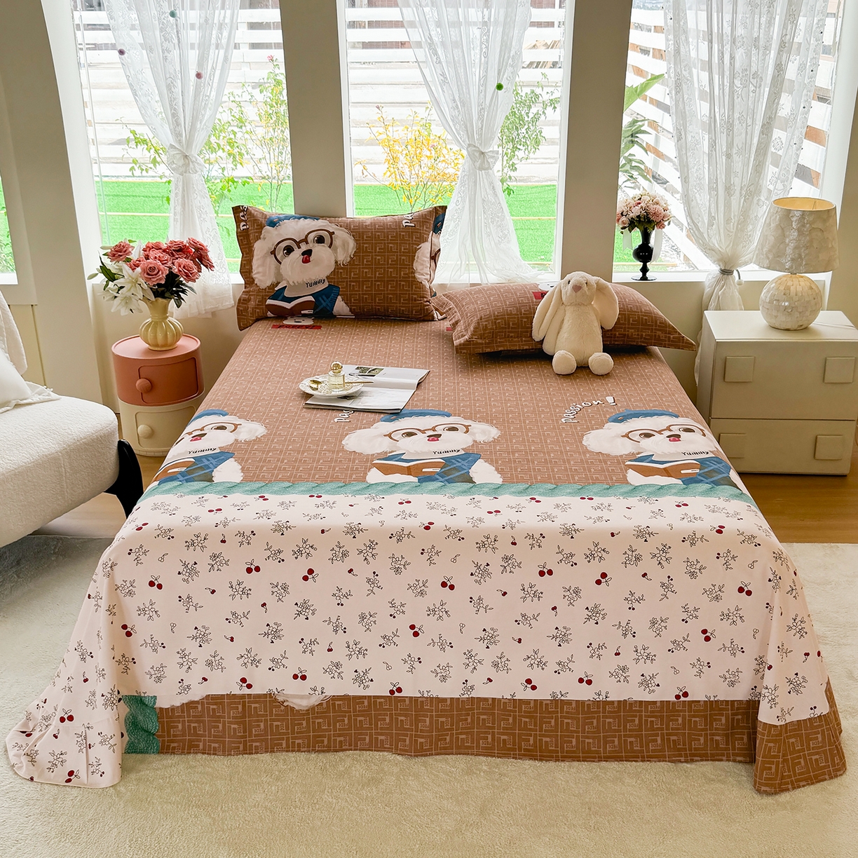 91家纺网 家纺一手货源 找家纺 壹贝家纺 2025新款A类100%全棉纯棉磨毛床单单床单床单单件 凯宝-咖