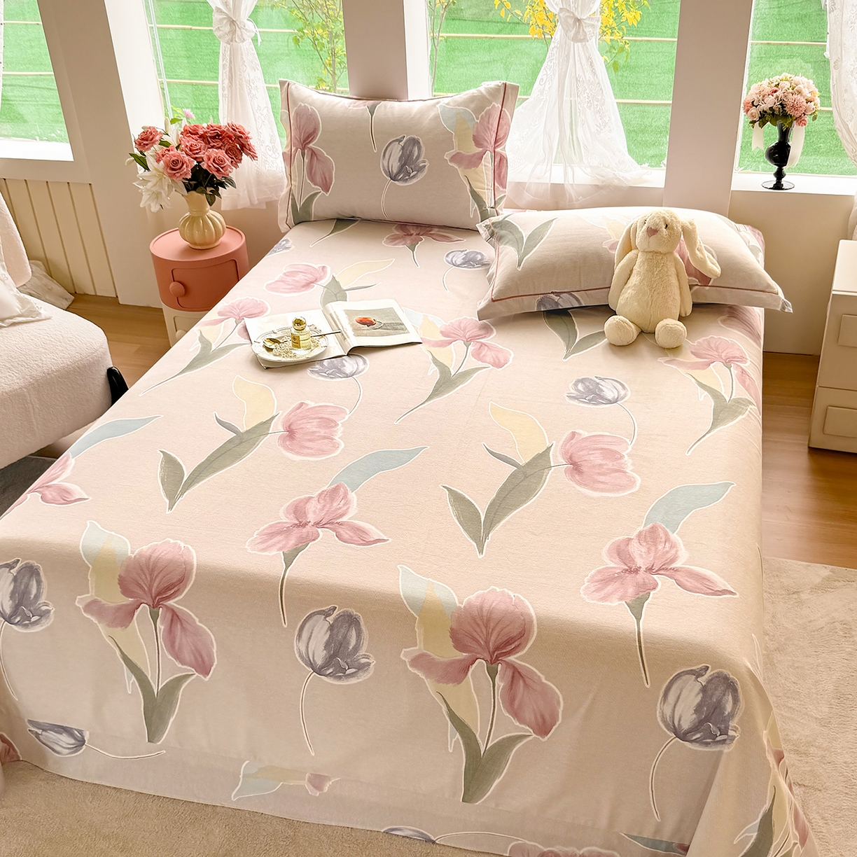 91家纺网 家纺一手货源 找家纺 壹贝家纺 2025新款A类100%全棉纯棉磨毛床单单床单床单单件 奈美