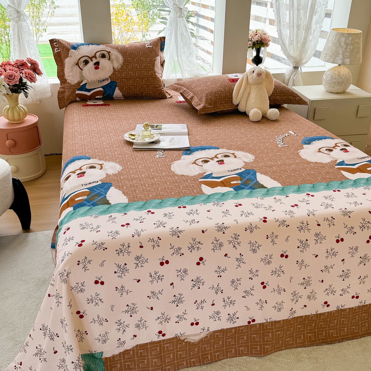 91家纺网 家纺一手货源 找家纺 壹贝家纺 2025新款A类100%全棉纯棉磨毛床单单床单床单单件 凯宝-咖