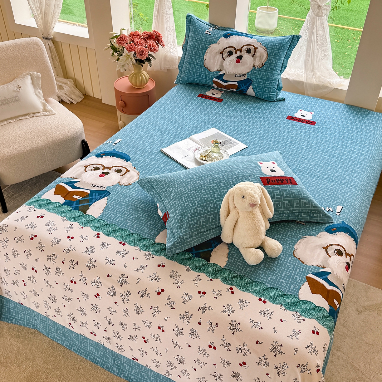 91家纺网 家纺一手货源 找家纺 壹贝家纺 2025新款A类100%全棉纯棉磨毛床单单床单床单单件 凯宝-蓝