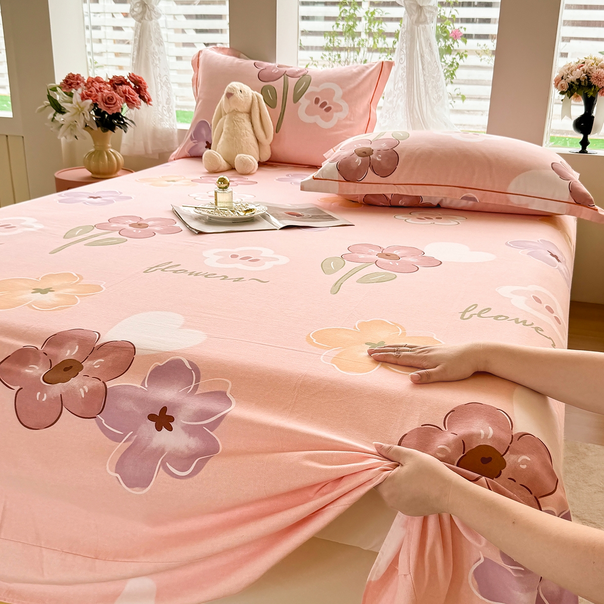 91家纺网 家纺一手货源 找家纺 壹贝家纺 2025新款A类100%全棉纯棉磨毛床单单床单床单单件 安妮