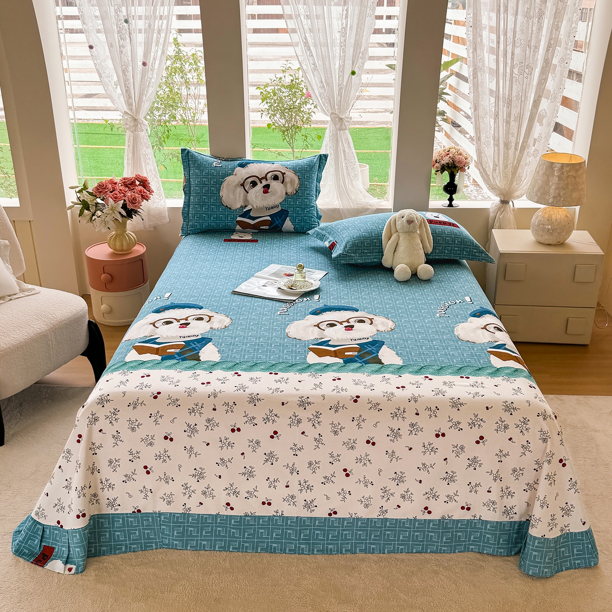 91家纺网 家纺一手货源 找家纺 壹贝家纺 2025新款A类100%全棉纯棉磨毛床单单床单床单单件 凯宝-蓝