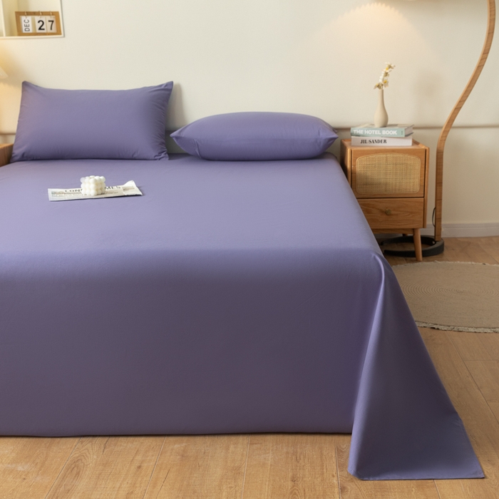 91家纺网 家纺一手货源 找家纺 梵克保罗 2025新款亲肤舒适防水纯色床单 C-莫奈紫