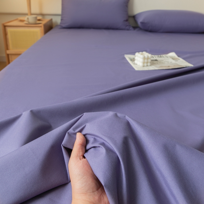 91家纺网 家纺一手货源 找家纺 梵克保罗 2025新款亲肤舒适防水纯色床单 C-莫奈紫