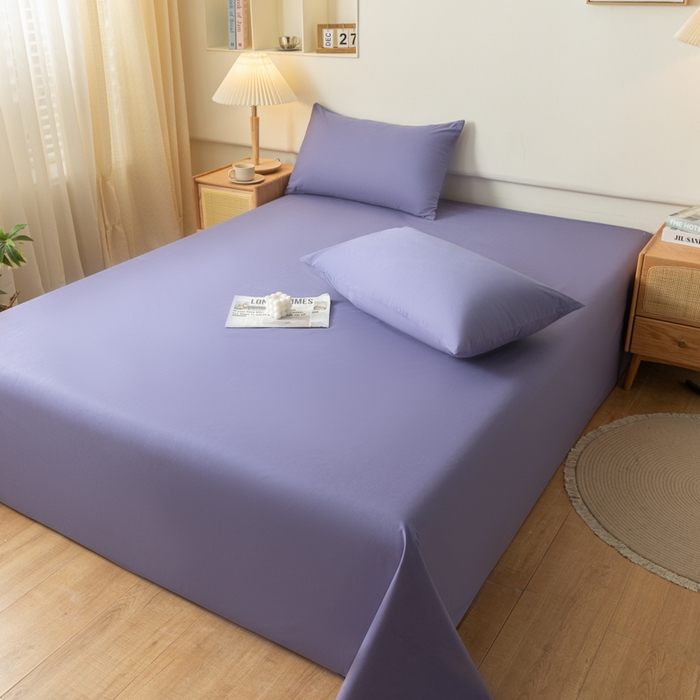 91家纺网 家纺一手货源 找家纺 梵克保罗 2025新款亲肤舒适防水纯色床单 C-莫奈紫