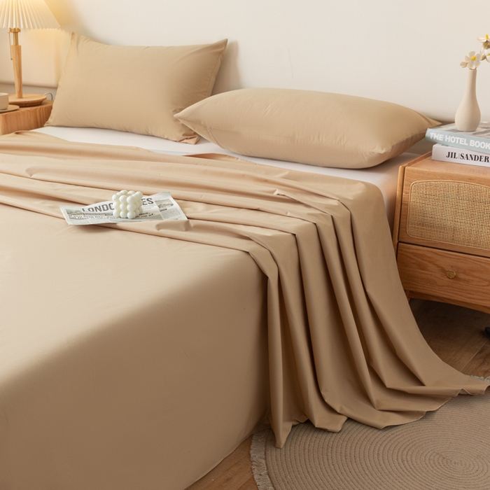 91家纺网 家纺一手货源 找家纺 梵克保罗 2025新款亲肤舒适防水纯色床单 C-卡其