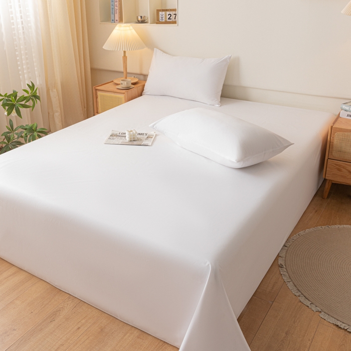 91家纺网 家纺一手货源 找家纺 梵克保罗 2025新款亲肤舒适防水纯色床单 C-纯白