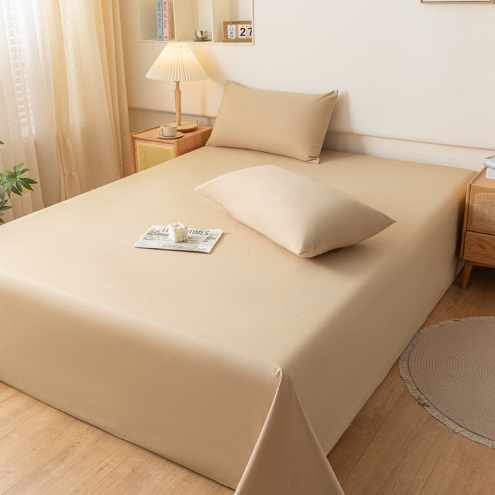 91家纺网 家纺一手货源 找家纺 梵克保罗 2025新款亲肤舒适防水纯色床单 C-卡其