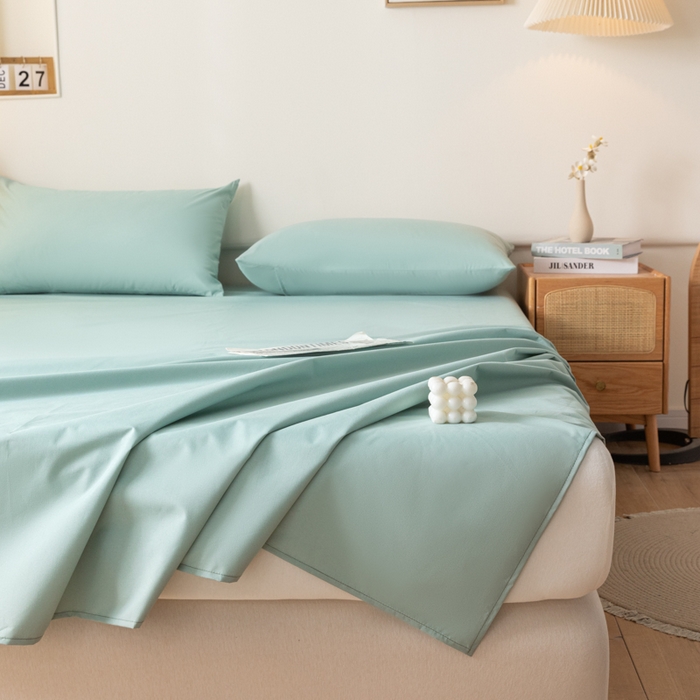 91家纺网 家纺一手货源 找家纺 梵克保罗 2025新款亲肤舒适防水纯色床单 C-墨绿