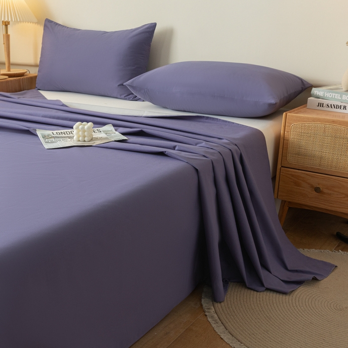 91家纺网 家纺一手货源 找家纺 梵克保罗 2025新款亲肤舒适防水纯色床单 C-莫奈紫