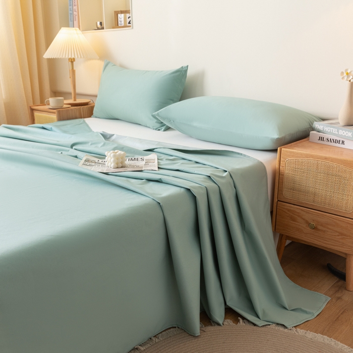 91家纺网 家纺一手货源 找家纺 梵克保罗 2025新款亲肤舒适防水纯色床单 C-墨绿